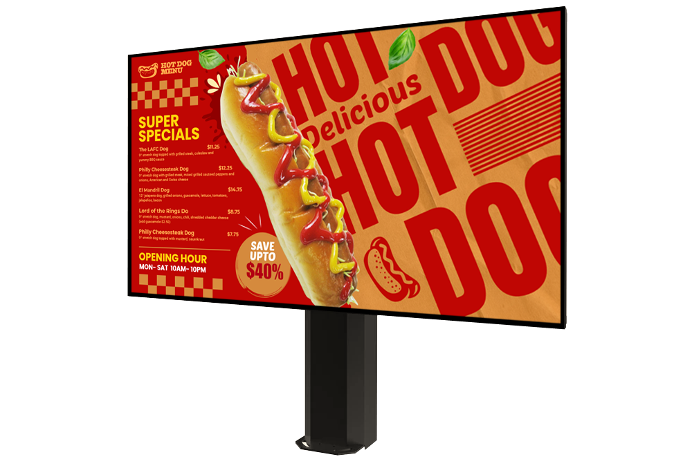 MenuRepo | Digital signage templates for hot dog sale and exclusive QSR offerings