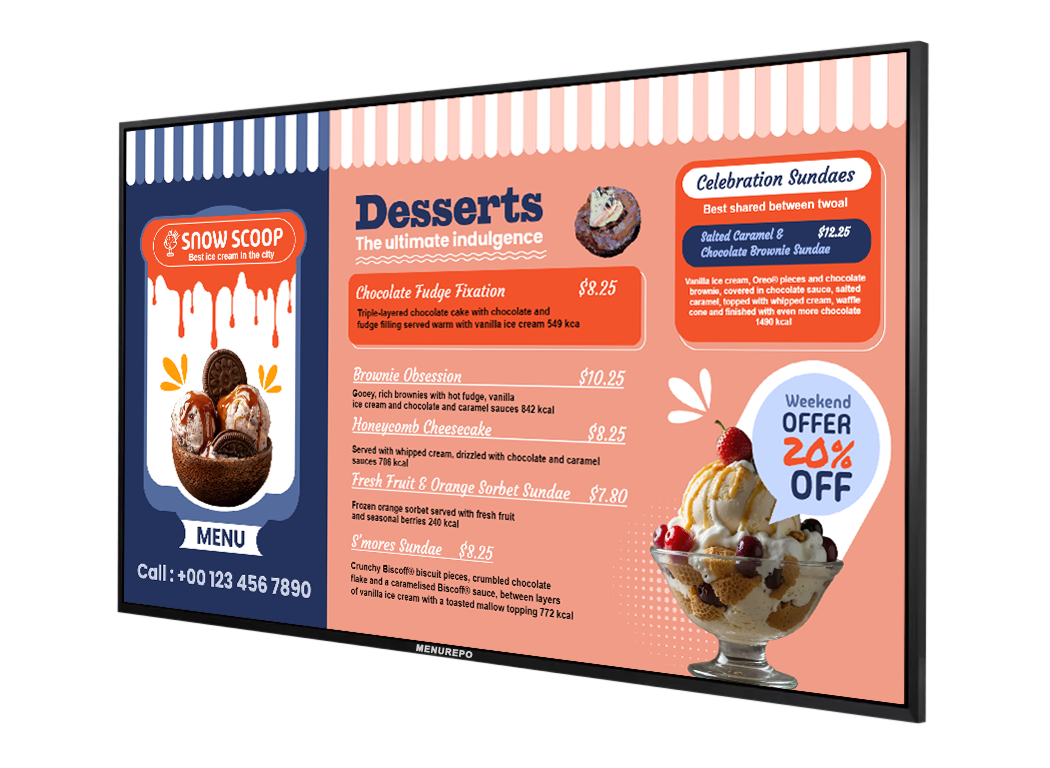 MenuRepo | Create entertaining digital signage menuboard for your ice cream shop