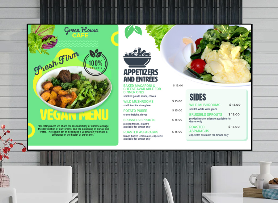 MenuRepo | Vegan food digital menu template design gallery for restaurant