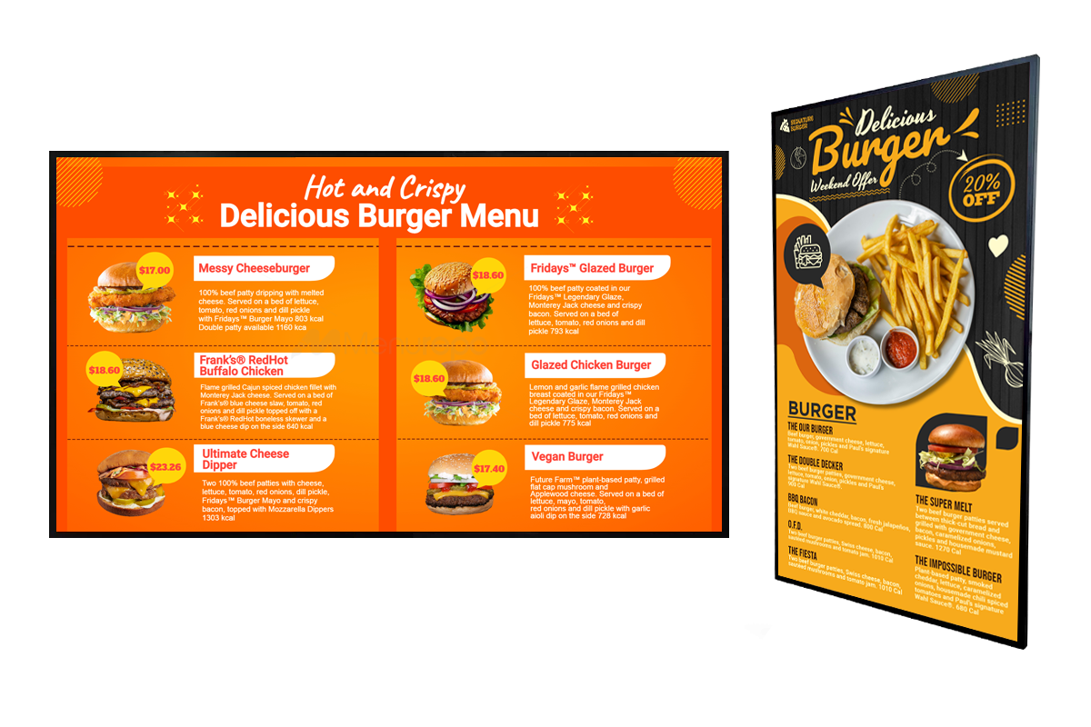 MenuRepo | Digital menu maker for burgers template and more for digital signage