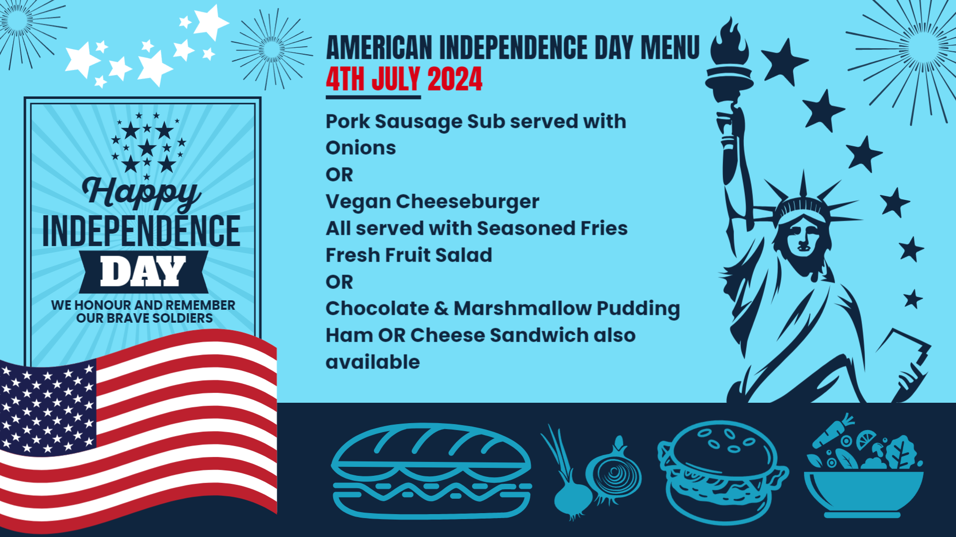 MenuRepo | Independence day restaurant menu design for digital menu board