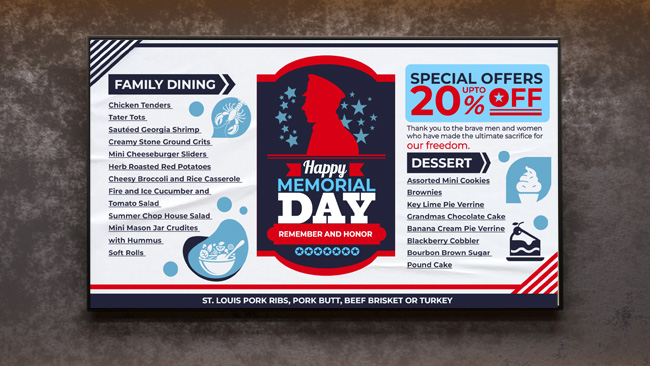 MenuRepo | Memorial day menu design gallery for digital menu boards