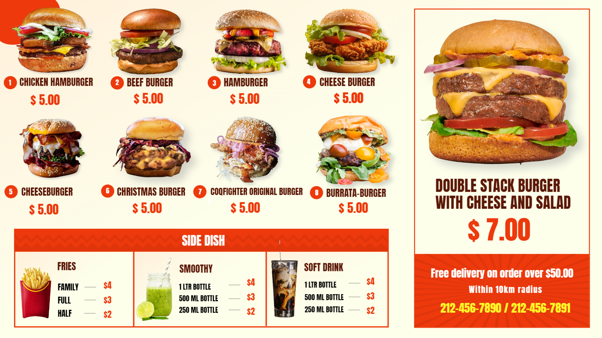 Burger menu design