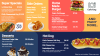 Snack Bar Food Menu Design for Digital Signage