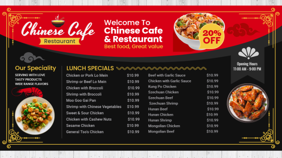 Asian Chinese Food menu