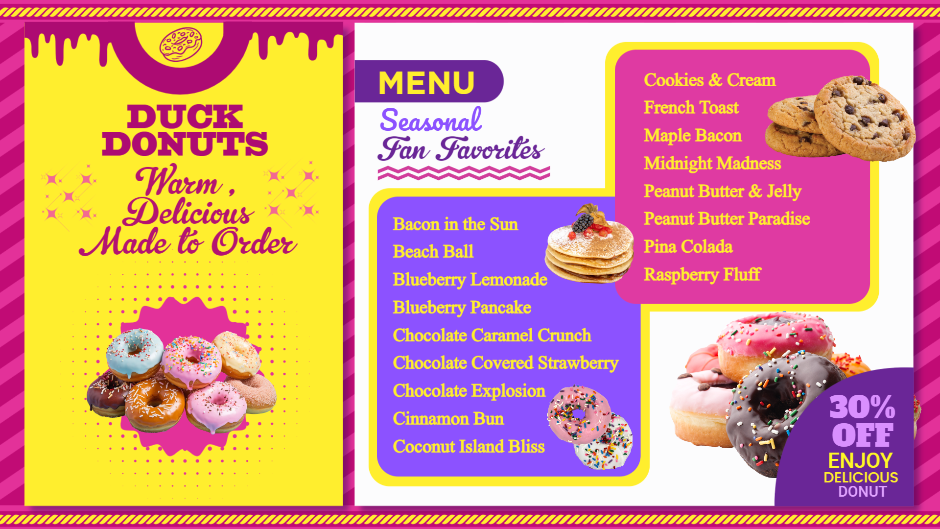 Donuts menu for digital signage