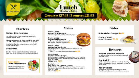 Lunch menu