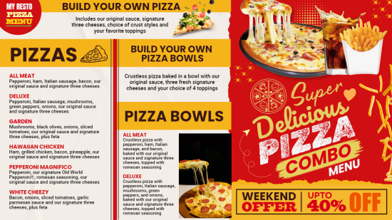 Pizza menu