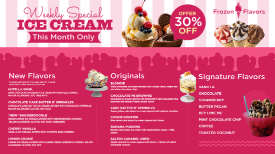 Ice Cream Menu