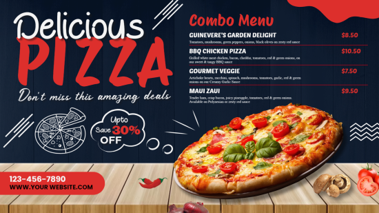 Pizza menu card