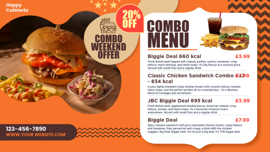 Burger combo menu