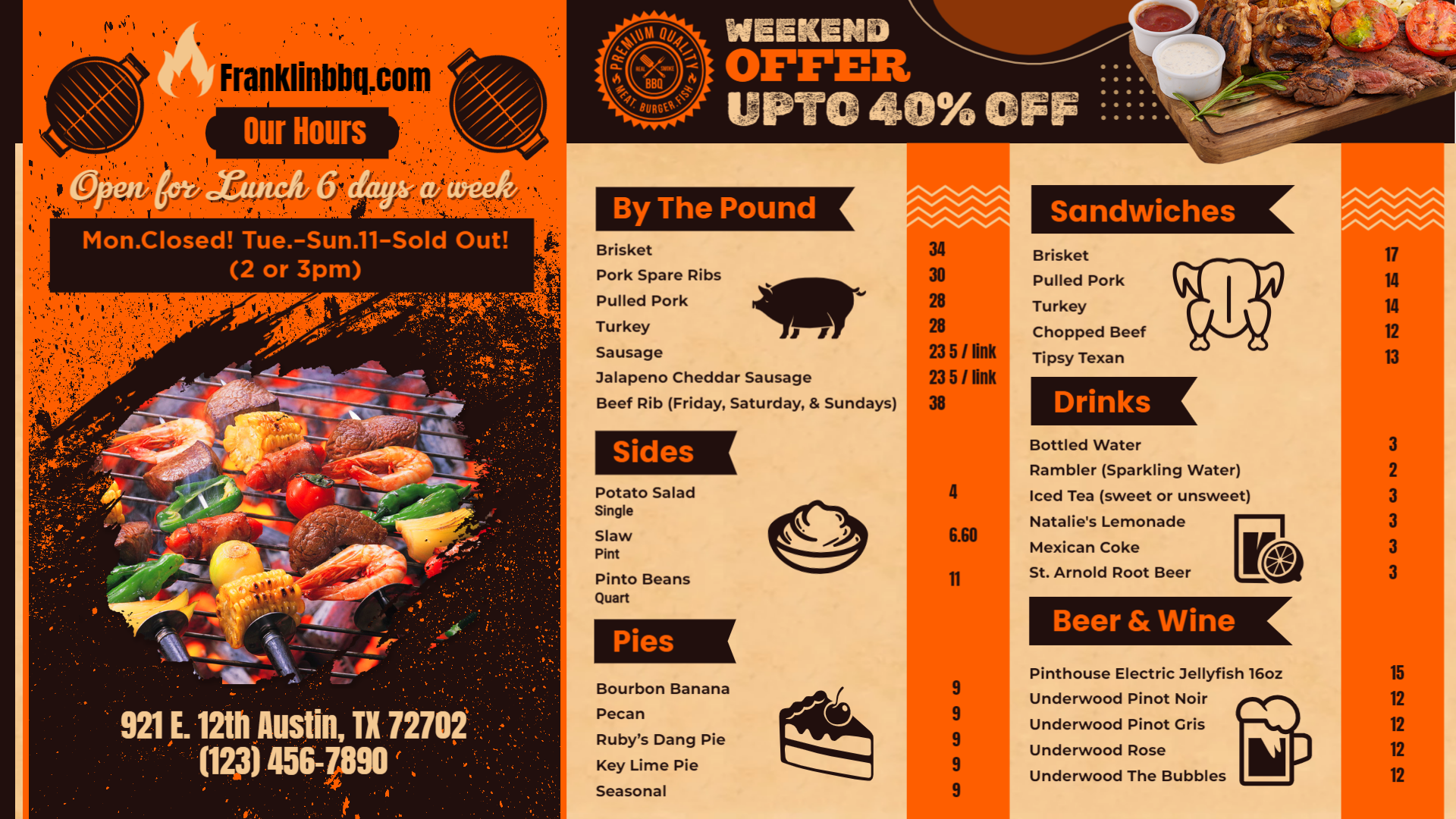 Unique BBQ grill menu design idea