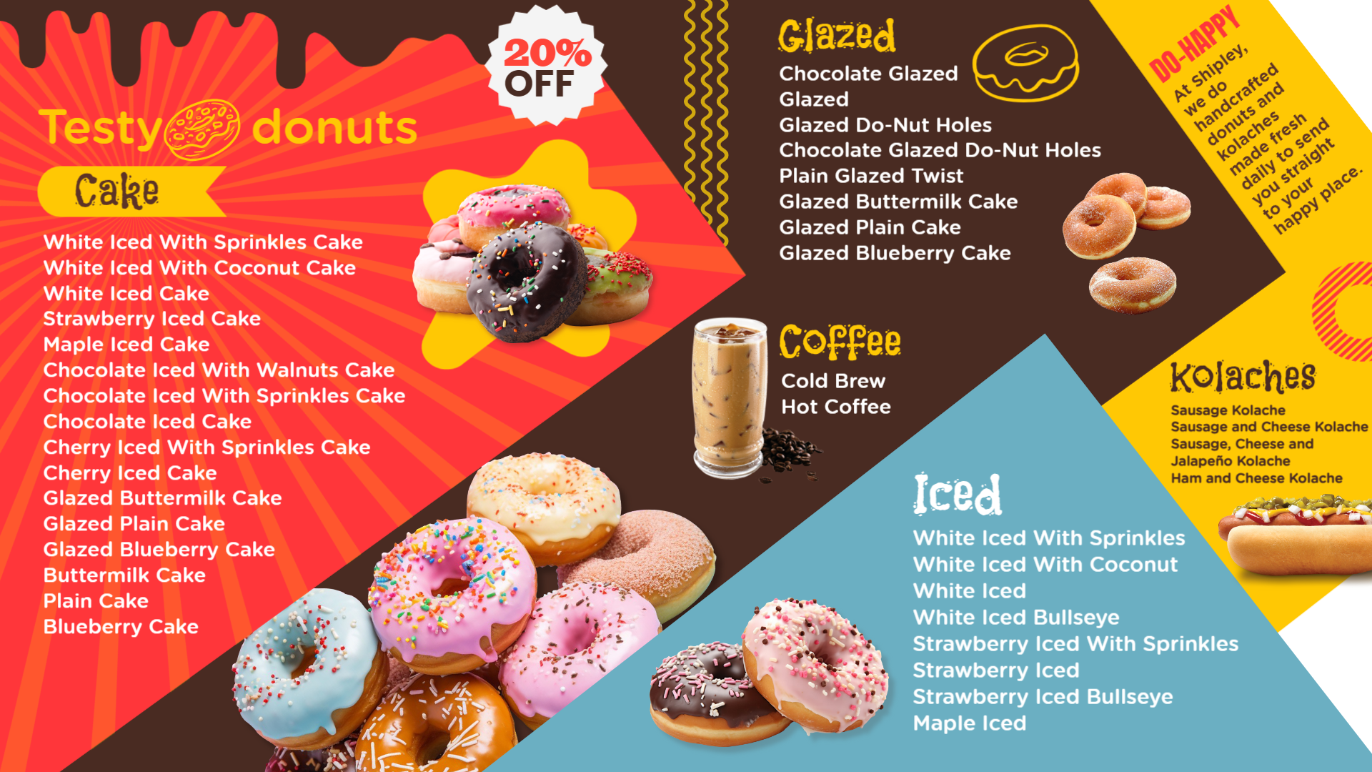 Creative donuts menu