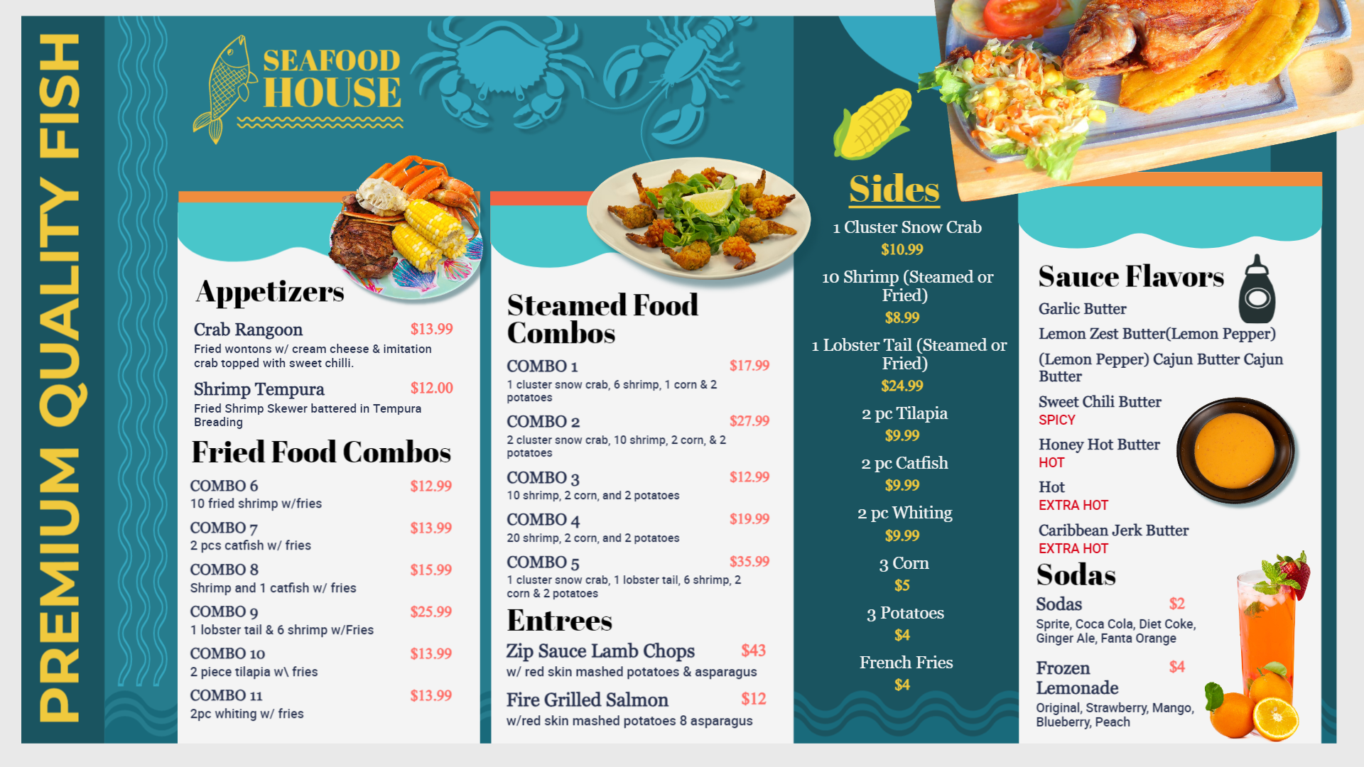 Seafood menu