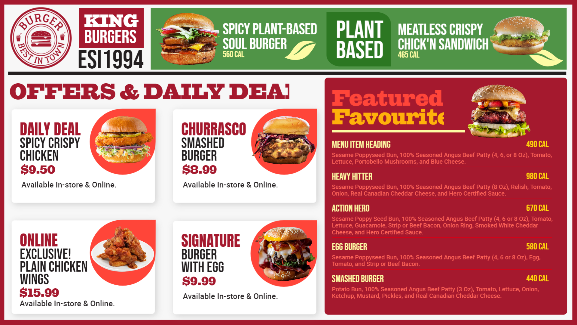 Simple Burger Menu Board Design