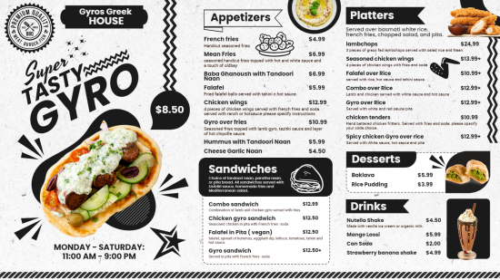 Gyro menu