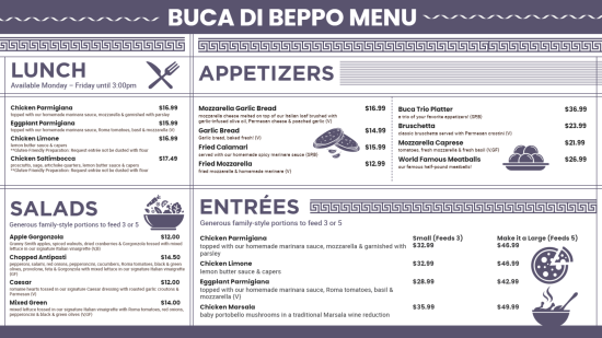 Lunch menu design idea for digital signages