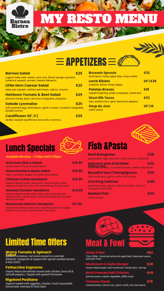 Simple Bistro menu design