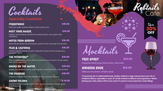 Cocktails Menu