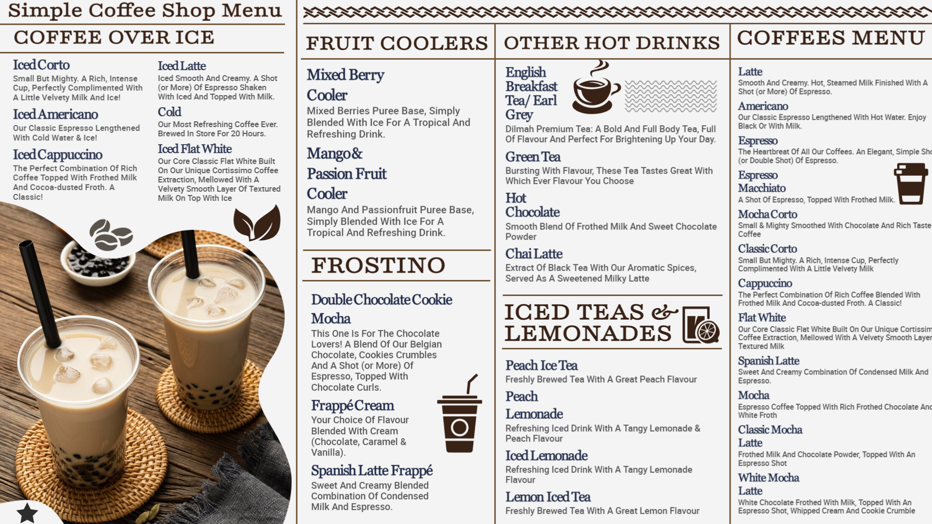 Simple Coffee Shop Menu