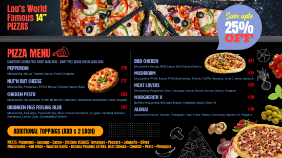 Pizza menu design