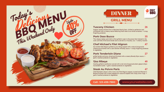 Bbq grill dinner menu