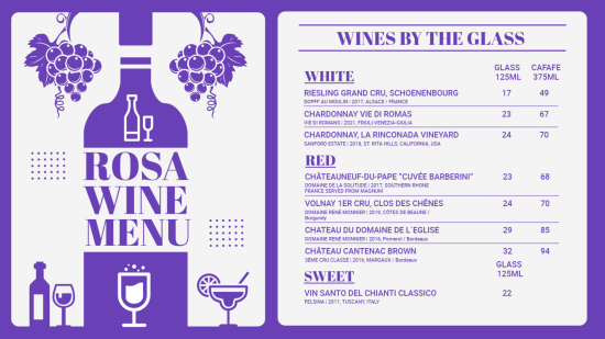 Wine Menu Board design