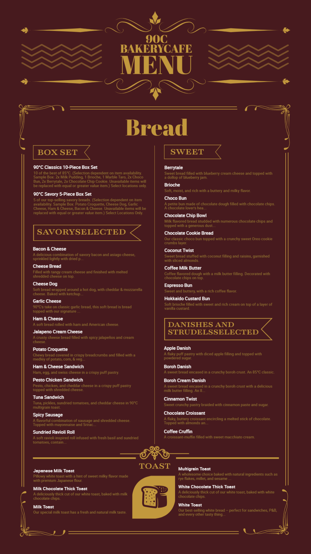 Simple bakery menu design