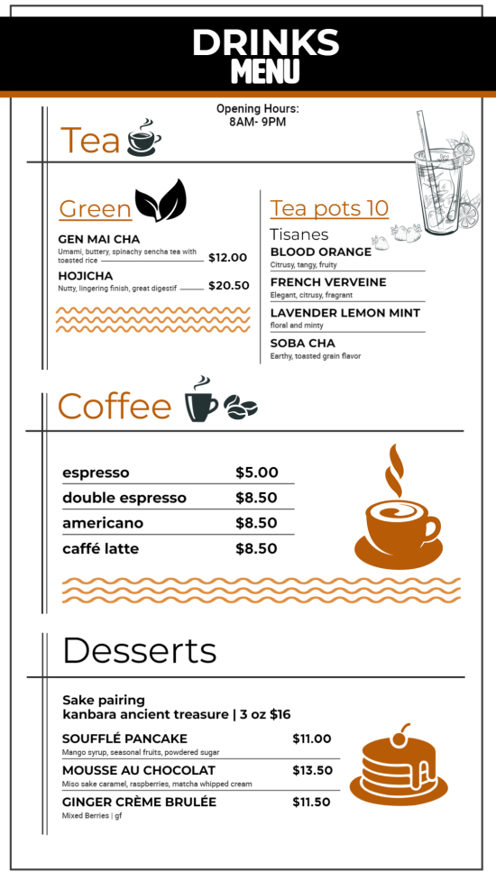 Dynamic digital tea & coffee menu