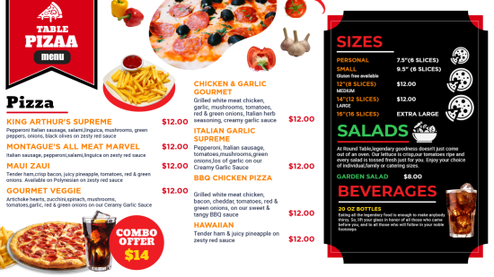 Pizza digital menu design idea