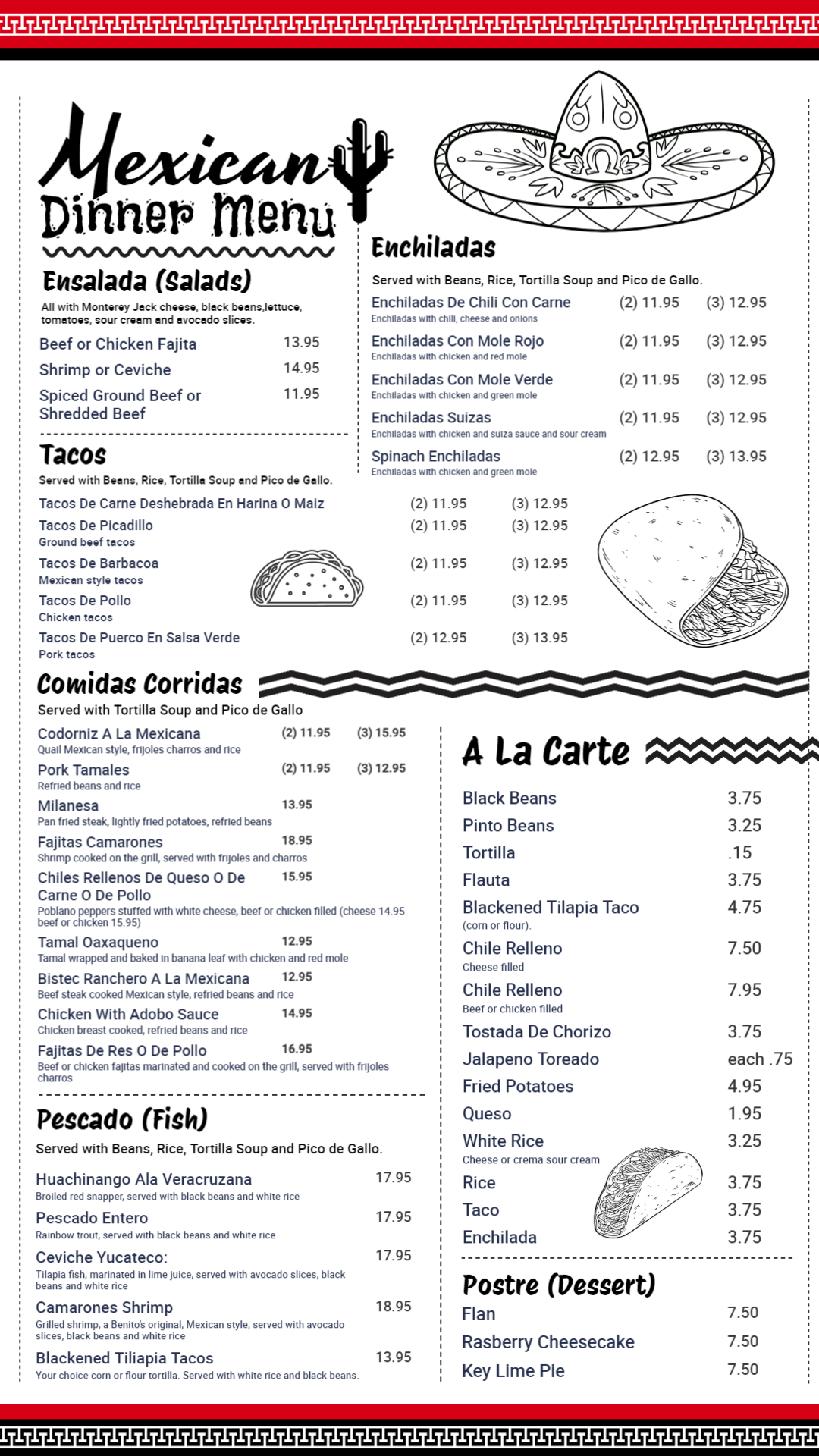 Mexican Dinner Menu Idea