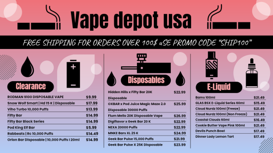 Digital vape menu design