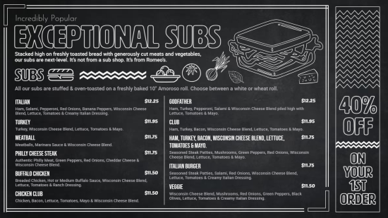 Digital Sub sandwich chalk menu idea