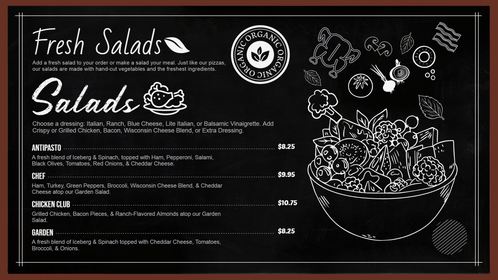 Salad digital chalk menu template