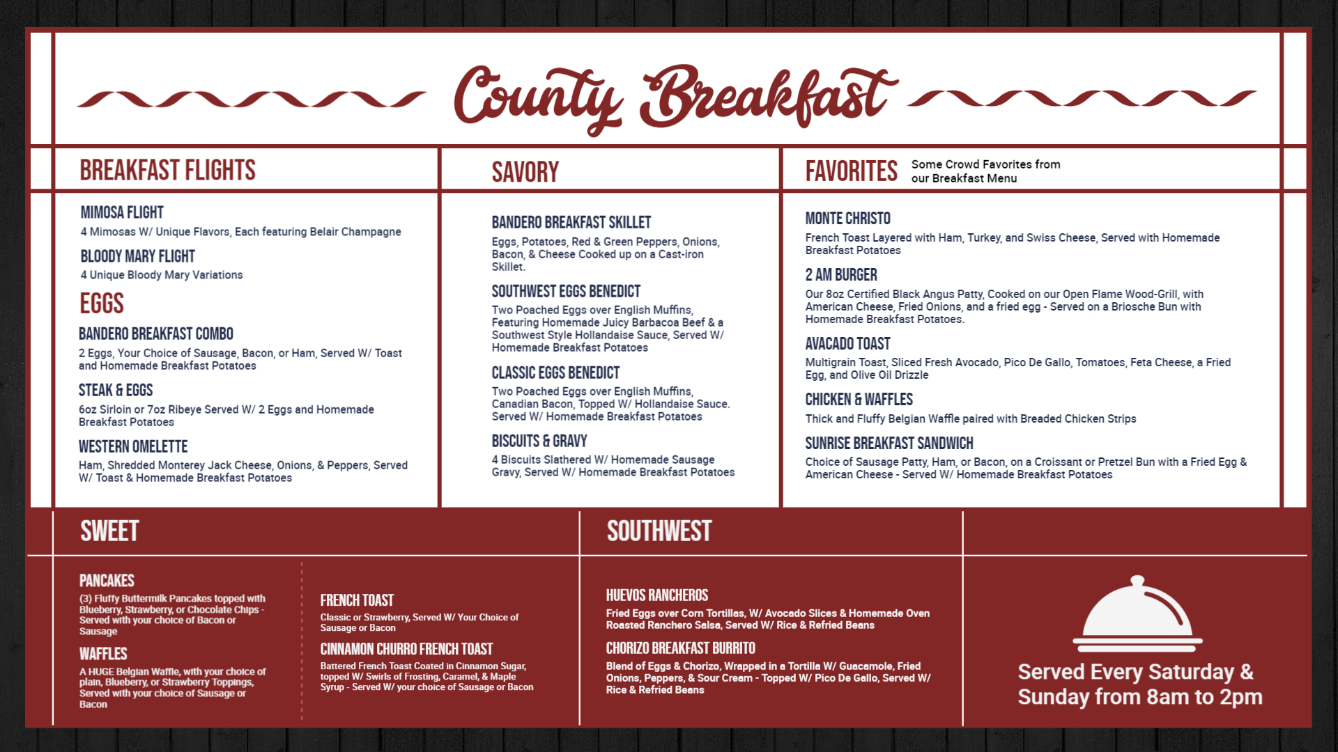 Editable Breakfast digital menu