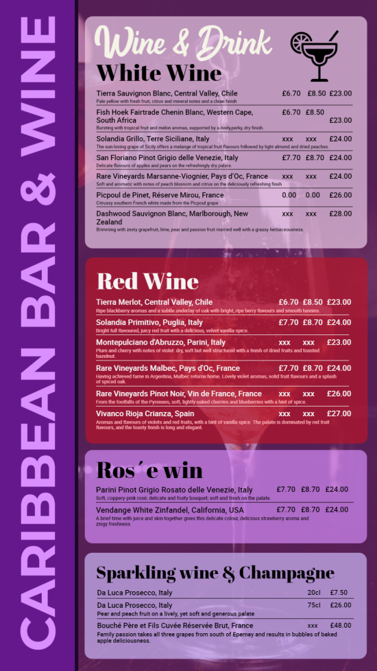 Wine & Drink digital menu