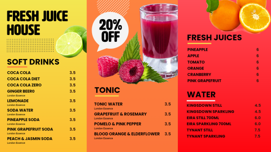 Fresh Juice menu digital template