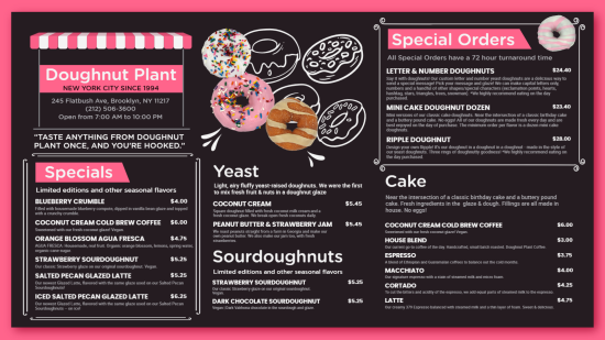 Stunning Donut digital menu template