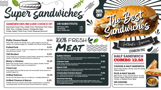 Super sandwiches digital menu