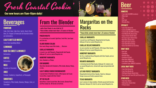 Free Beverages digital menu 