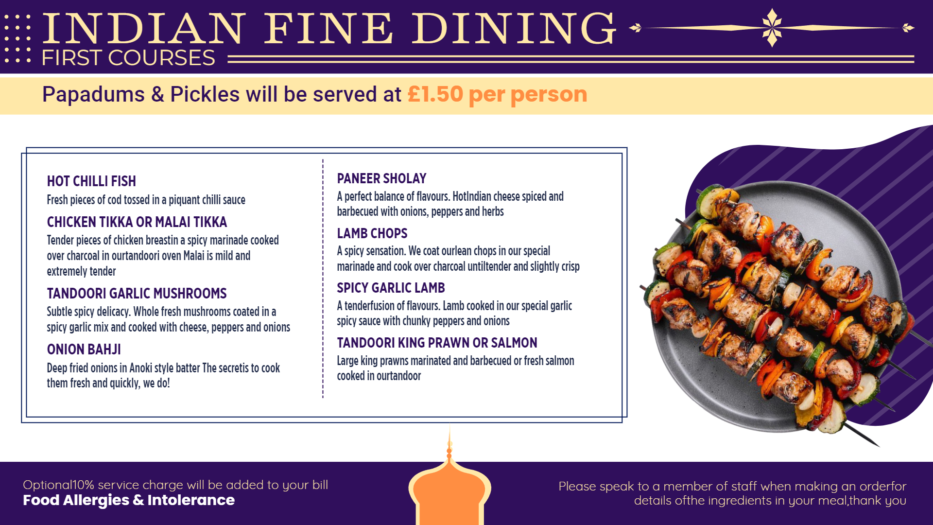 Indian fine Dining signage menu template