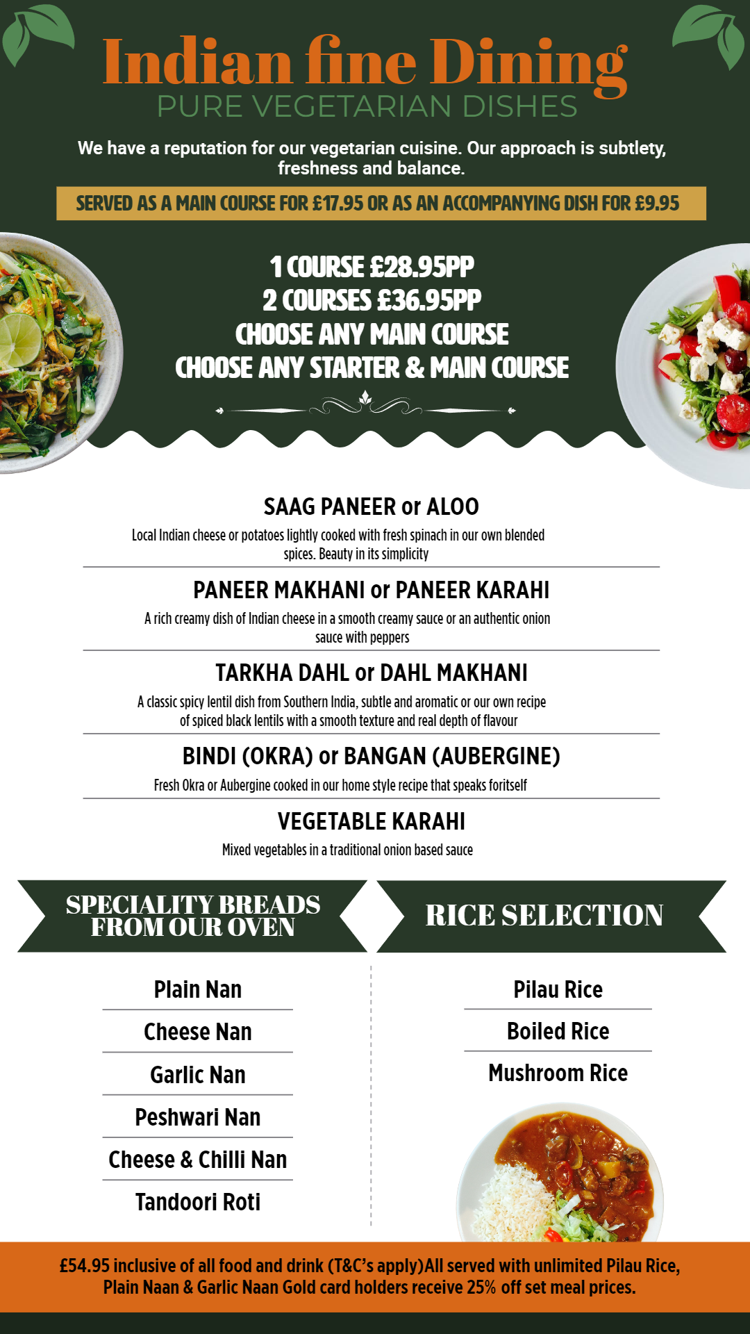 Indian pure vegetarian menu