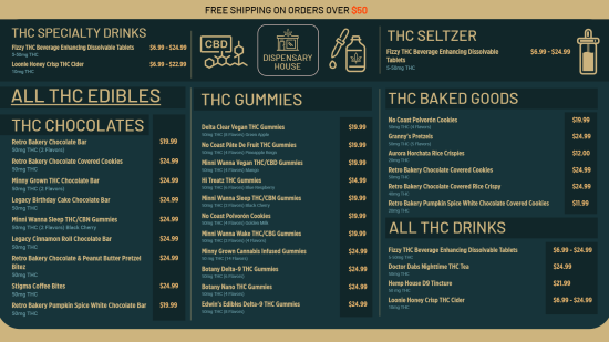 Free Dispensary digital menu Template