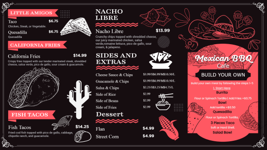 Creative Mexican Grill Digital Menu Template