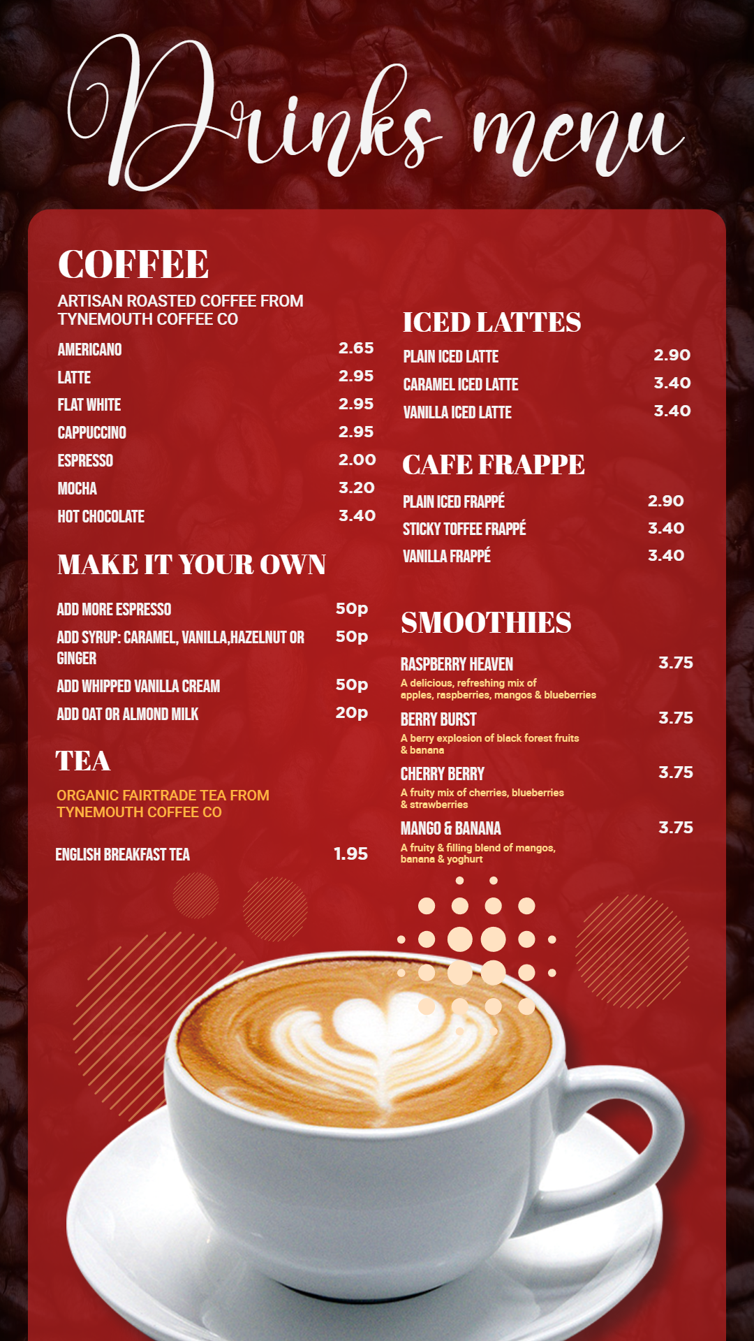 Digital drink menu idea