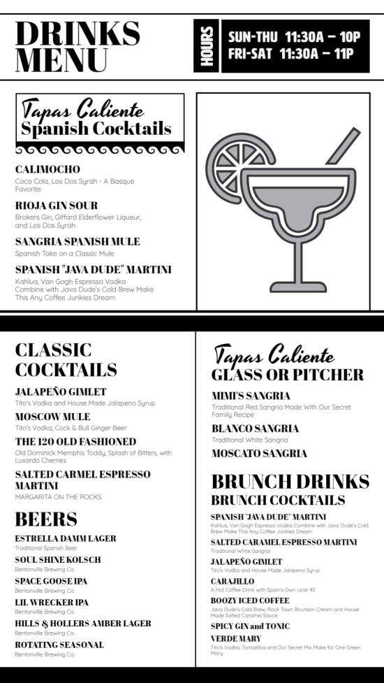 Free Drinks Digital Menu Template