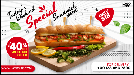 Deli sandwich offer menu design