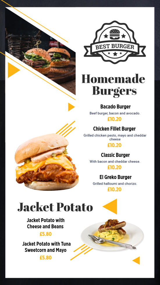 Best Burger menu Design Idea