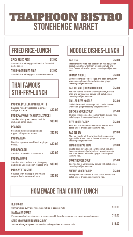 Editable Bistro lunch digital menu