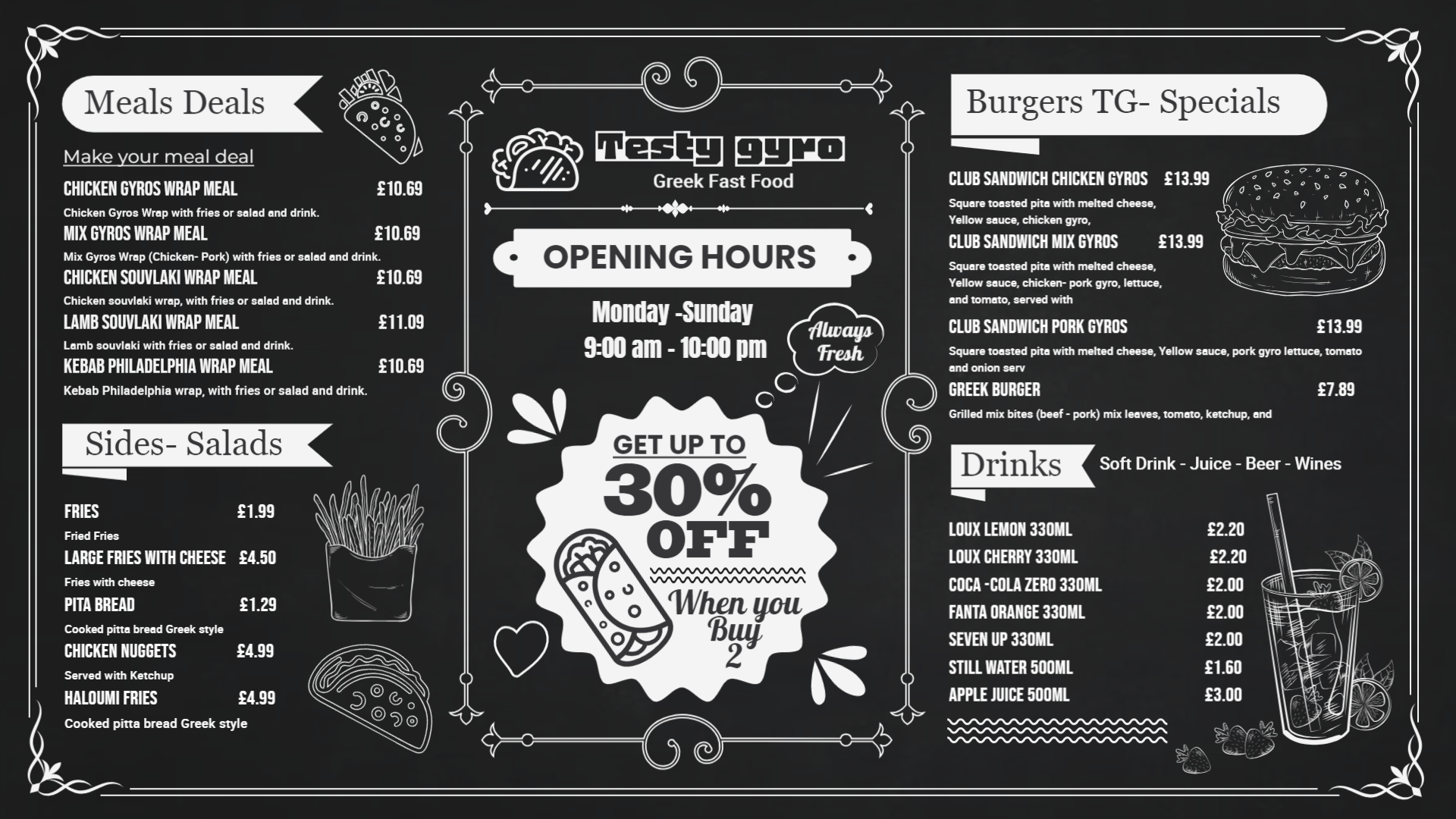 Gyro menu template design